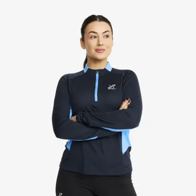 Force Light Half-zip Top Dam Navy/Azure Blue, Storlek:XS