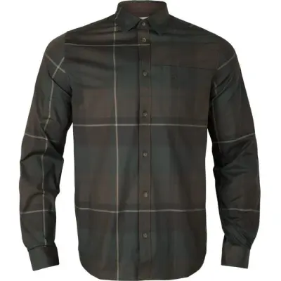 Härkila M's Akse Long-Sleeved Shirt Check Shadow Brown