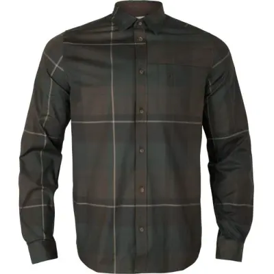 Härkila M's Akse Long-Sleeved Shirt Check Shadow Brown