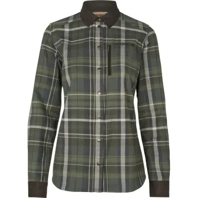 Härkila W's Pajala Long-Sleeved Shirt Olive Check