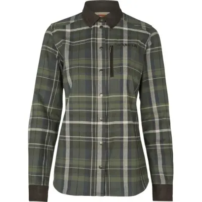 Härkila W's Pajala Long-Sleeved Shirt Olive Check