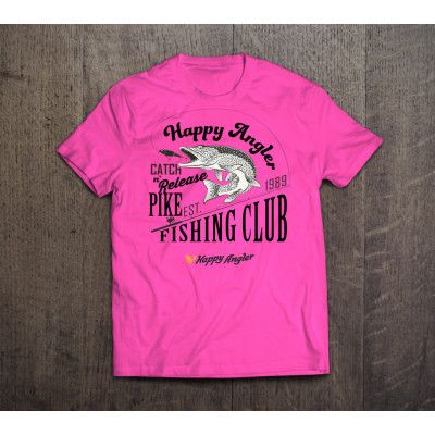 Happy Angler Club-skjorta, skrikrosa, XXL - BEGRÄNSAT PARTI