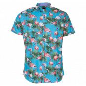 Hawaii Flamingo Shirt S/S, Sea Blue, Xs, Blount And Pool