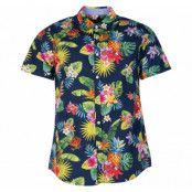 Hawaii Pineapple Flower Shirt, Navy, 3xl,  Pool