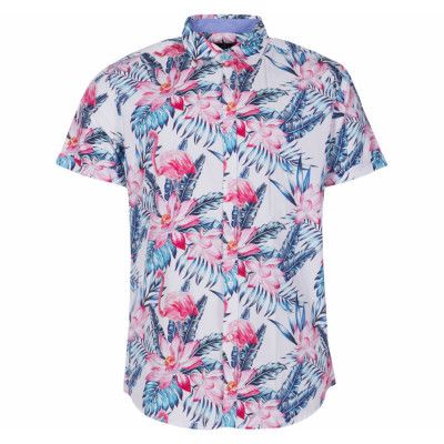 Hawaii Pink & Blue Flamingo Sh, White, S,  Blount And Pool