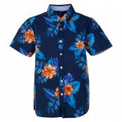Hawaii Shirt Jr, Navy Orange Flower, 140, Strandkläder