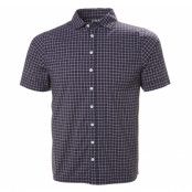 Hp Club Qd Ss Shirt, 598 Navy Check, L, Helly Hansen