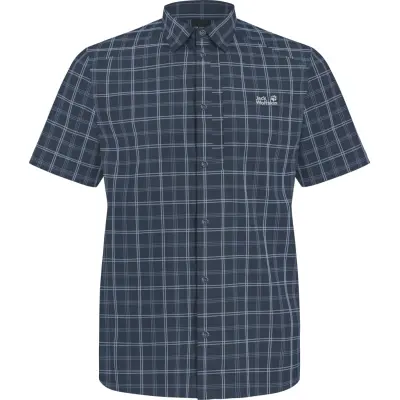 Jack Wolfskin Men's Norbo Short Sleeve Shirt Check Midnight Sky