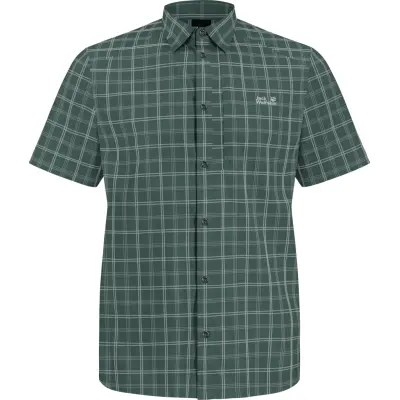 Jack Wolfskin Men's Norbo Short Sleeve Shirt Check Sago Palm