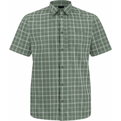 Jack Wolfskin Men's Norbo Short Sleeve Shirt Hedge Green Checks