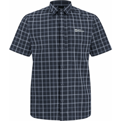 Jack Wolfskin Men's Norbo Short Sleeve Shirt Night Blue Checks