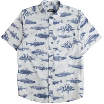 Kavu M's Topspot Short Sleeve Shirt Big Blue Fish
