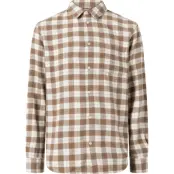 Knowledge Cotton Apparel Men's Loose Fit Checkered Shirt Beige Check