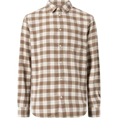 Knowledge Cotton Apparel Men's Loose Fit Checkered Shirt Beige Check