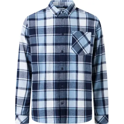 Knowledge Cotton Apparel Men's Regular Fit Checkered Shirt Blue Check