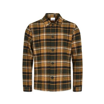 KnowledgeCotton Apparel Big Checked Heavy Flannel Overshirt - Gots/Vegan Forrest Night