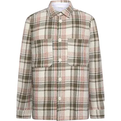 KnowledgeCotton Apparel Checked Overshirt Creme Check Creme Check XL