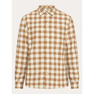 KnowledgeCotton Apparel Loose Fit Checkered Shirt Beige Check