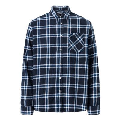 KnowledgeCotton Apparel Relaxed Indigo Checkered Shirt - Gots/Vegan