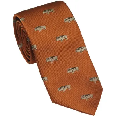 Laksen Wild Boar Silk Tie Blood Orange