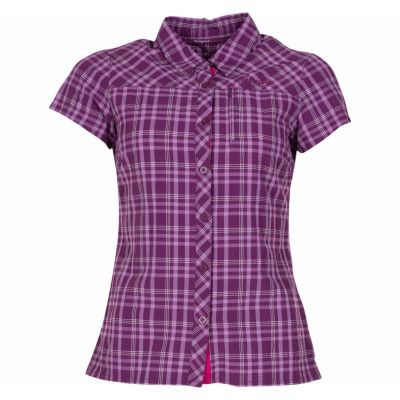 Langli Lady Shirt Ss, Plum Check, S,  Bergans