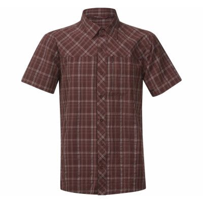 Langli Shirt Ss, Dk Maroon Check, M,  Bergans