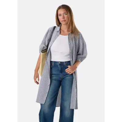 Marina Seersucker Oversized Shirt W