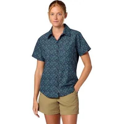 Marmot Women's Airexchange Upf 40 Novelty Short Sleeve Shirt Blackened Gardener Art