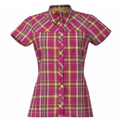 Marstein Lady Shirt Ss, Cerise/Lime/Plum Check, S,  Bergans