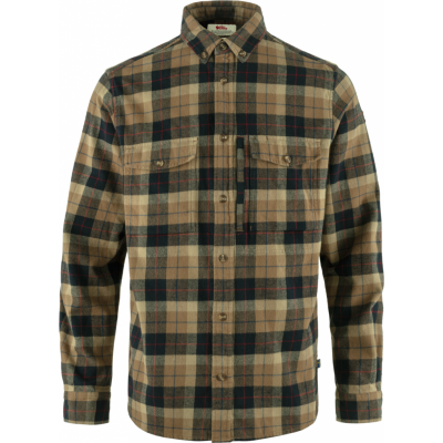 Fjällräven Men's Värmland Heavy Flannel Shirt Dark Sand-Dark Navy