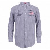 Oregon Shirt Jr, Navy Stripe, 110,  Skjortor