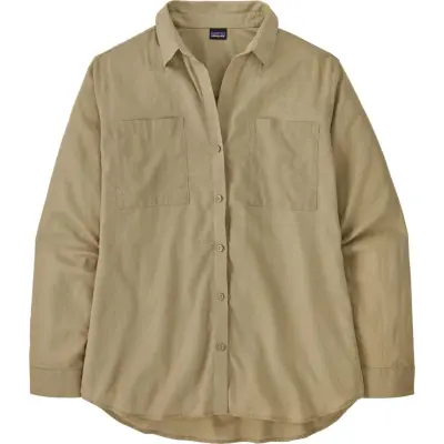 Patagonia Women's LW A/C Buttondown Windowpane Dobby: Weathered Stone