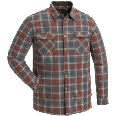 Pinewood M's Finnveden Check Padded Overshirt Dark Copper/Storm Blue