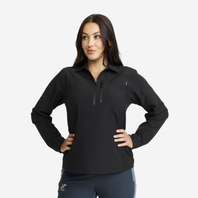 Ridge Half-zip Stretch Shirt Dam Black, Storlek:2XL