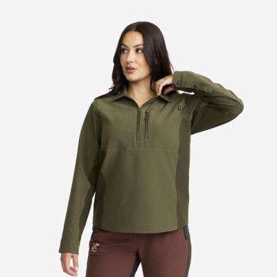 Ridge Half-zip Stretch Shirt Dam Grape Leaf/Forest Night, Storlek:3XL