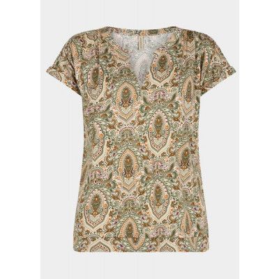 Sc-Felicity Aop 378, Oil Green Combi, 2xl,  Kortärmade Skjortor