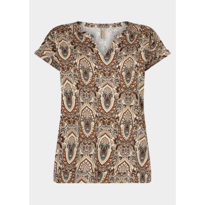 Sc-Felicity Aop 378, Sand Combi, 2xl,  Kortärmade Skjortor