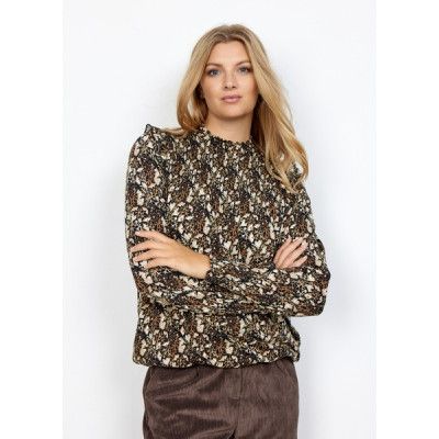 Sc-Felicity Aop 389, Sand Combi, L,  Långärmade Skjortor