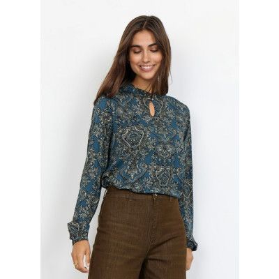 Sc-Felicity Aop 389, Slate Combi, 2xl,  Långärmade Skjortor