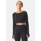 Seamless Crop Long Sleeve, Black, M-L,  Långärmade Skjortor