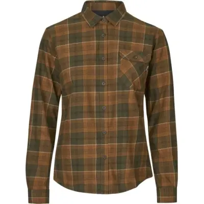 Seeland Skye Flannel Shirt Women Grizzly Brown/Terracotta Check