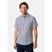 Seersucker Pique Shirt, Navy, L, Kortärmade Skjortor