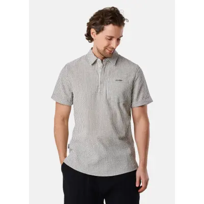 Seersucker Pique Shirt, Olive, M,  Kortärmade Skjortor
