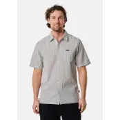 Seersucker Shirt, Olive Stripe, S, Långärmade Skjortor