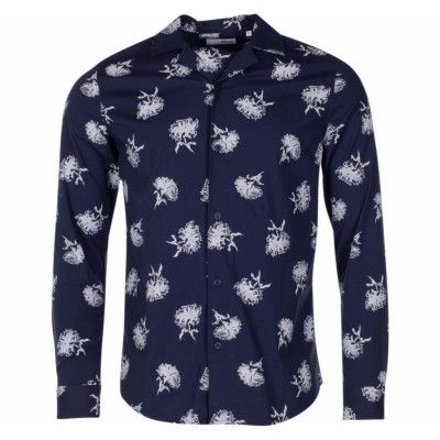 Shirt - Harris Ls Cuba Flower, Insignia B, Xl,  Långärmade Skjortor