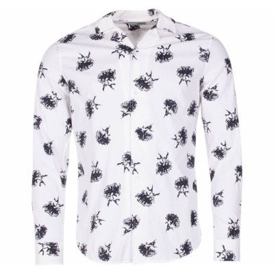 Shirt - Harris Ls Cuba Flower, White, Xxxl,  Solid
