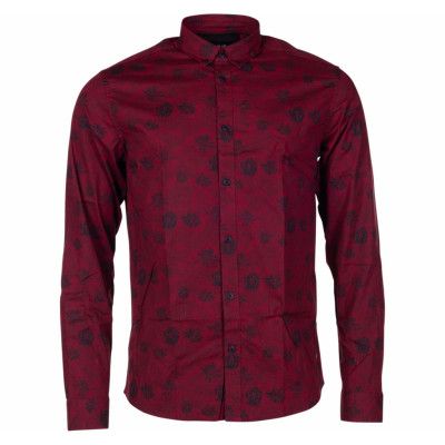 Shirt - Juan Flower 5, Wine Red, S,  Solid