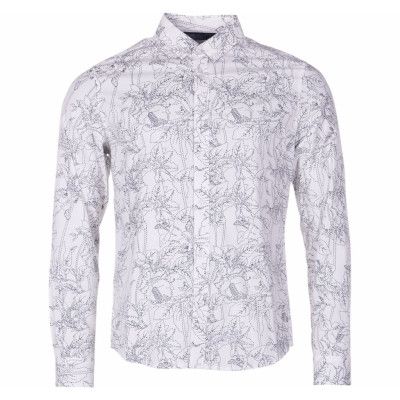 Shirt - Juan Line Flower Ls, Off White, Xs,  Solid