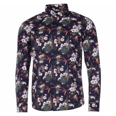 Shirt - Tyler Ls Bu Flower, Black, L,  Solid