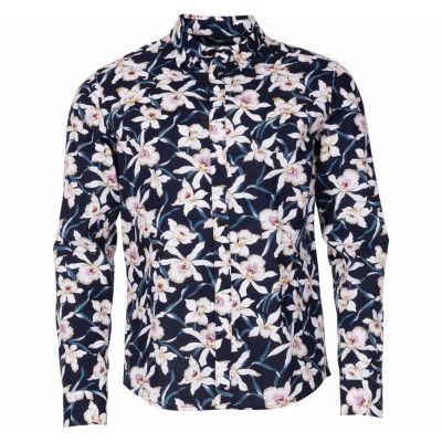 Shirt - Tyler Ls Bu Flower, Black, L,  Solid